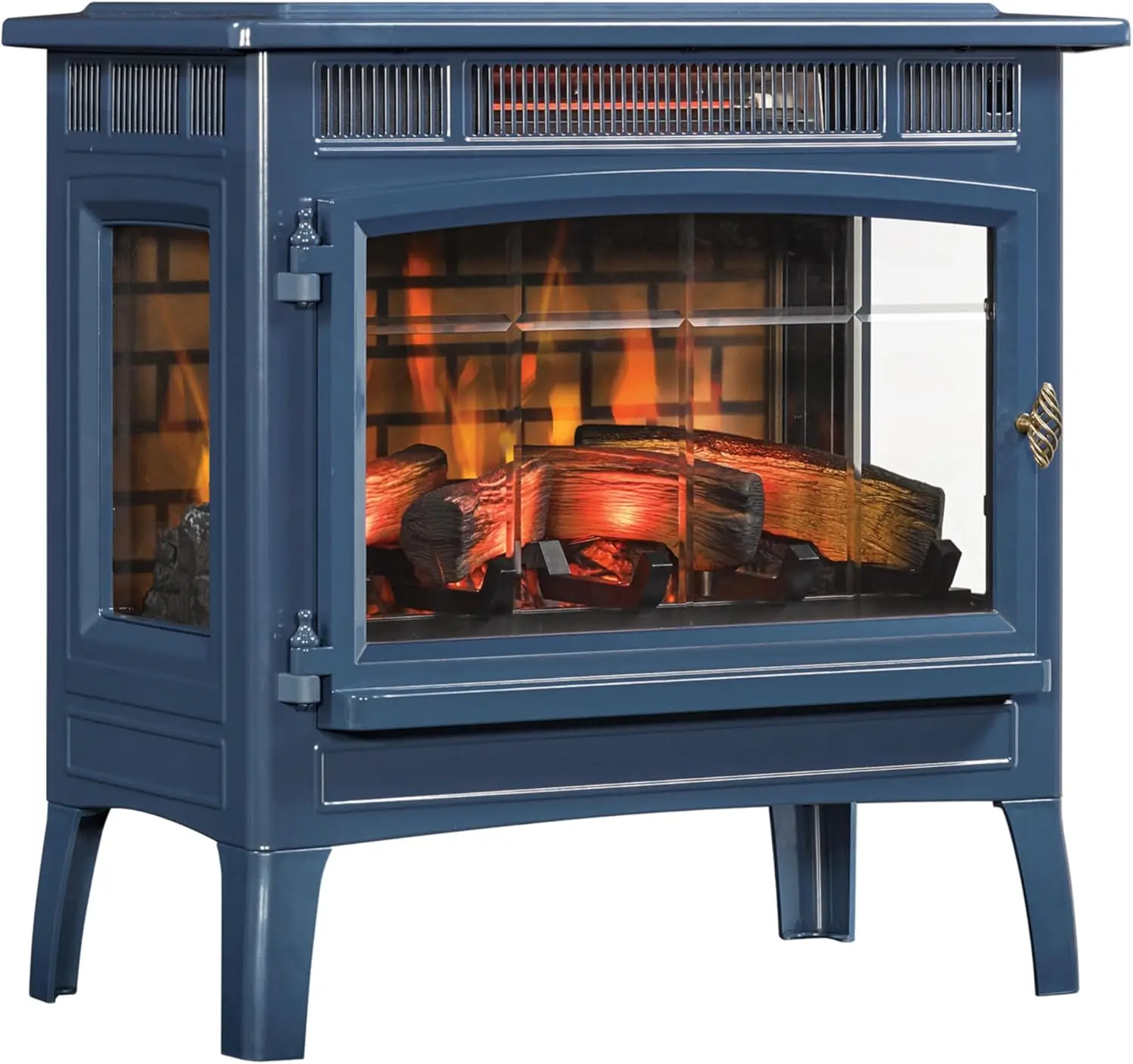 Electric Infrared Quartz Fireplace Stove with 3D Flame Effect, Navy