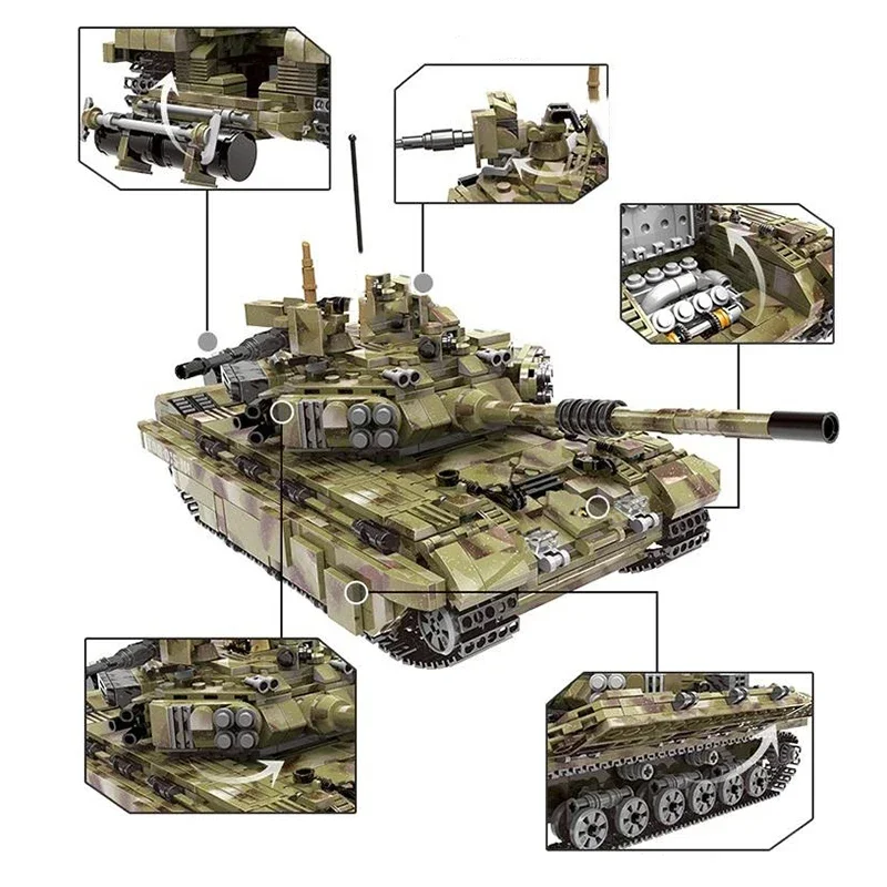 Army Tiger Tank 1386PCS Building Blocks Bricks Compatible Technical Classic Military War Weapons Kid Educational Boy Toy Gift