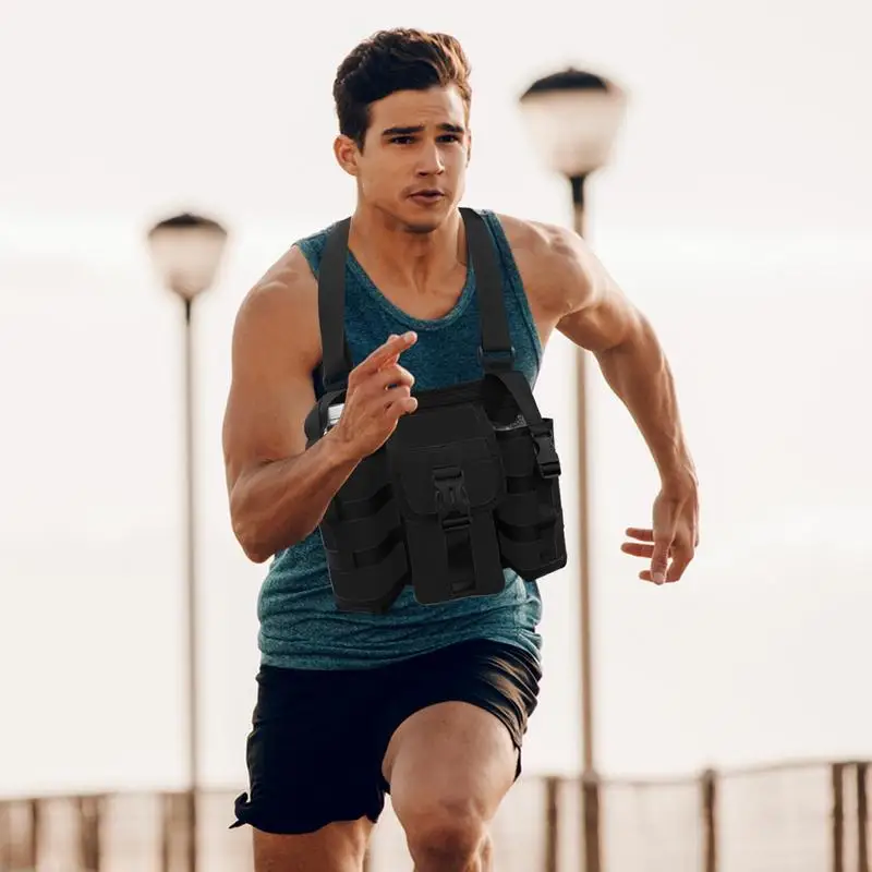 

Shoulder Bags With Water Bottle Holder Shoulder Bag Water Bottle Pouch Sling Multi Pocket Backpack Bottle Carrier Bag Adjustable