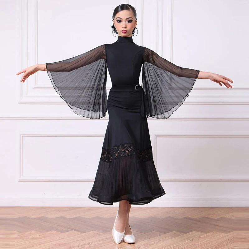 Waltz Ballroom Dance Competition Dresses Girls Flying Sleeves Latin Dance Dress Children'S Performance Modern Dancing Wear 11384