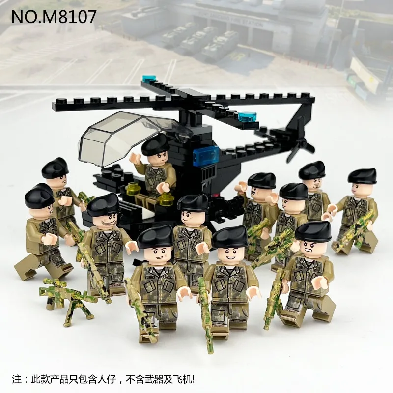 Air Assault Division 8107 Militärjägerflugzeug, Minifiguren, Zeichentrickfiguren, Geburtstagsgeschenke, Lernspielzeug. – Detail 4