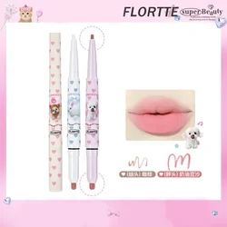 FLORTTE Cute Animals Double Ended Lipstick Pen Natural Matte Lip Liner Lasting Whitening Waterproof Lip Gloss Cosmetic