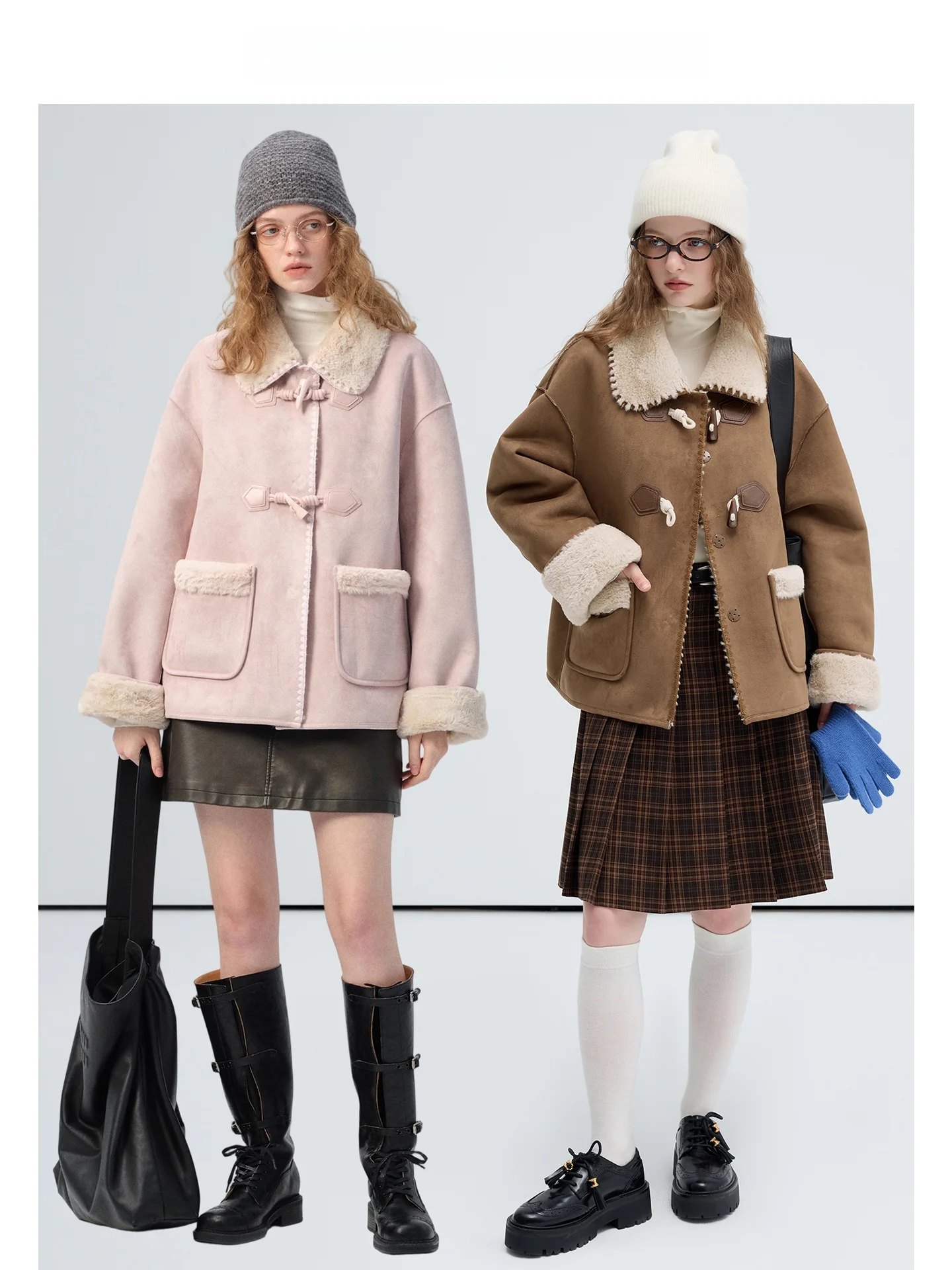 เสื้อโค้ทขนสัตว์เทียมสำหรับผู้หญิง ยี่ห้อ VEGA CHANG บุผ้ากำมะหยี่สีทราย ขนสัตว์เทียมเป็นมิตรกับสิ่งแวดล้อม เหมาะสำหรับใส่เดินทาง แขนยาว ปกพับได้