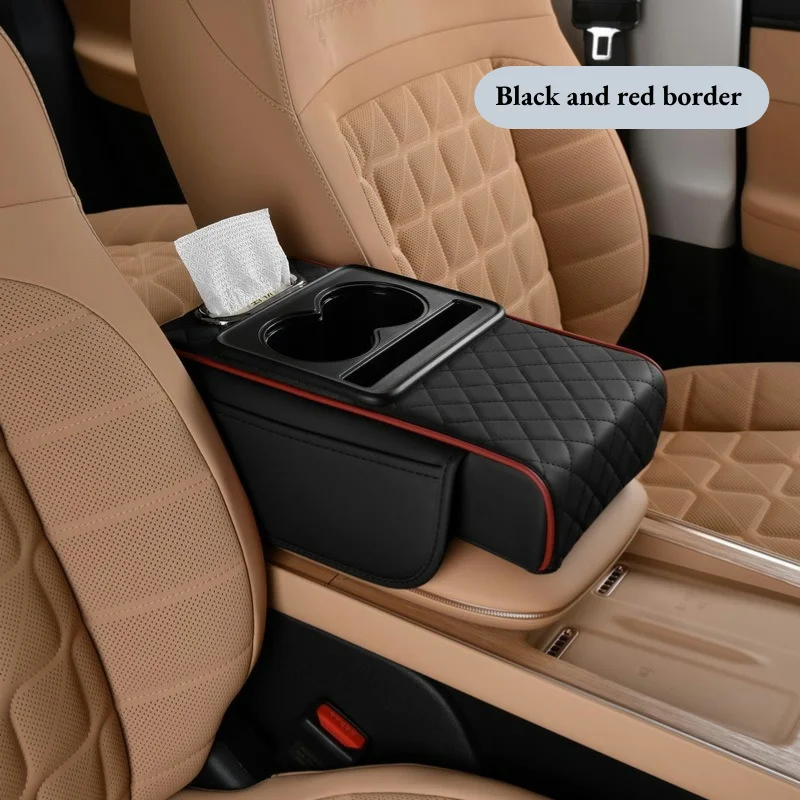 Car Armrest Box Cushion PU Leather Thicken Center Console Cover Elbow Support Universal Auto Arm Rest Pad Storage Box