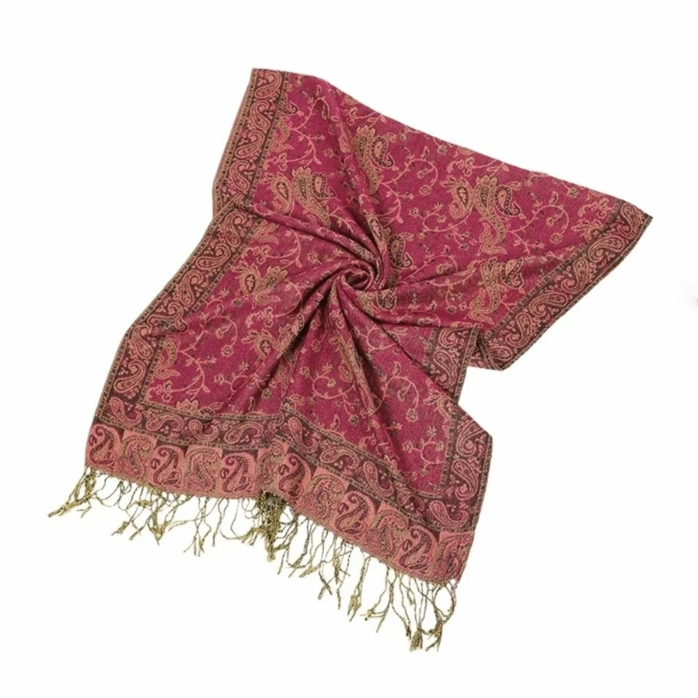 

Casual Tassels Paisley Shawl Sun Protection Long Sunscreen Shawl Ethnic Style Printed Cashmere Scarf Beach