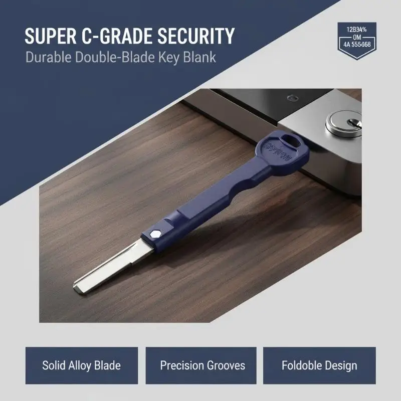 5Pcs Multi-Track C Level Folding Flat Blank Keys, Uncut Key Embryo for Smart Fingerprint Door Lock  Duplication Parts