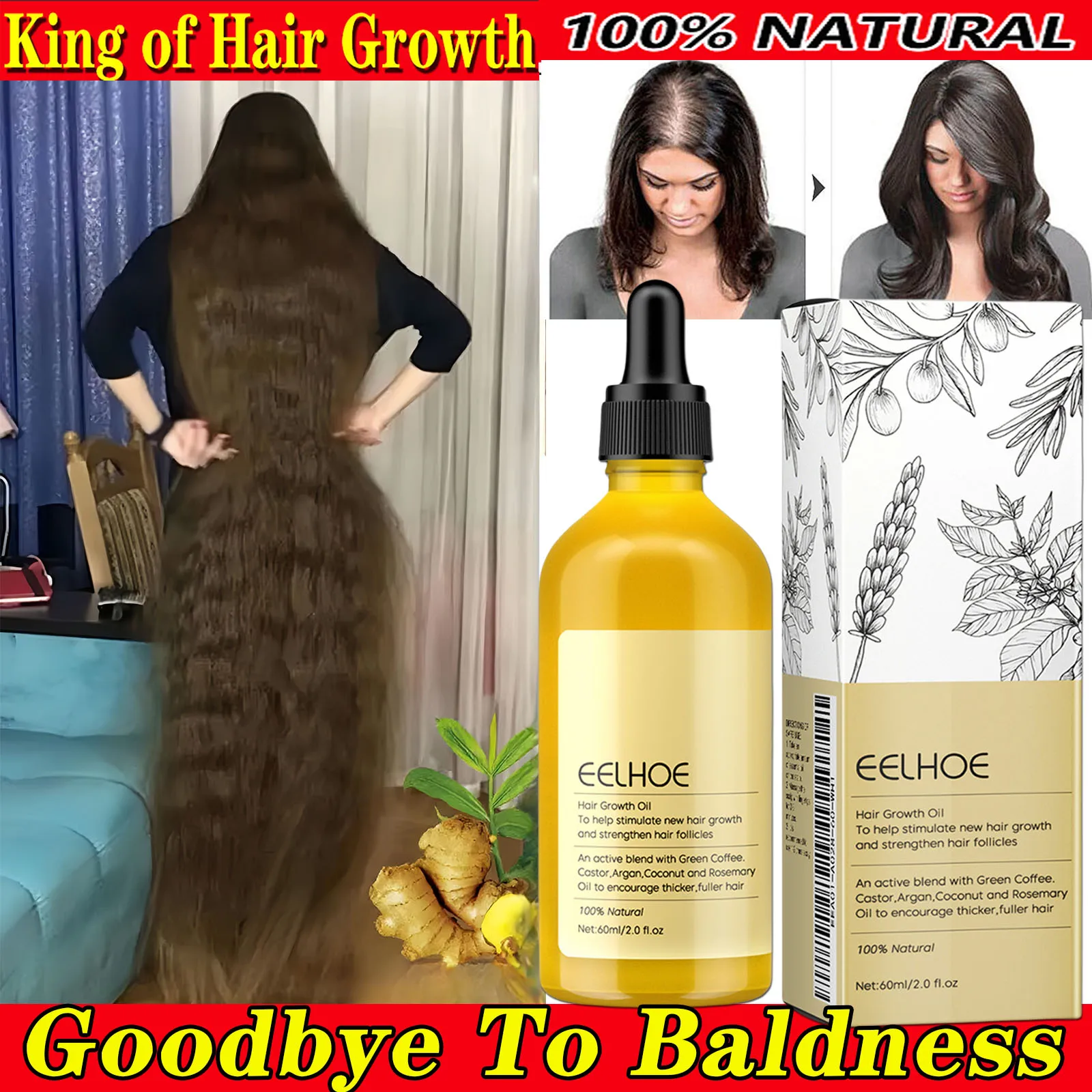 

Hair Growth Products Prevent Hair Loss Serum Fast Growing Anti-Drying Scalp Treatment Nourishing Repair for Men Women Hair Care