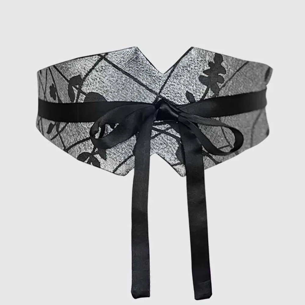 Cintura larga cinese regolabile vintage Cintura in stoffa Hanfu Fascia da smoking Orchidea stampata Cintura da donna in stile etnico regalo