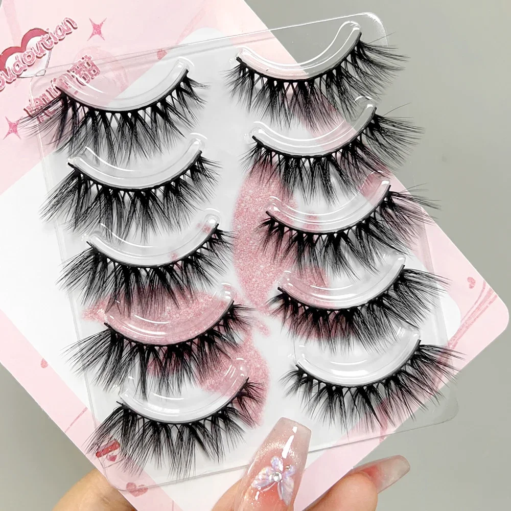 5 par Manga Lashes Faux Mink Puszyste rzęsy Miękka objętość Cross Wispy Natura Look Fałszywe rzęsy Makijaż Narzędzia do przedłużania rzęs