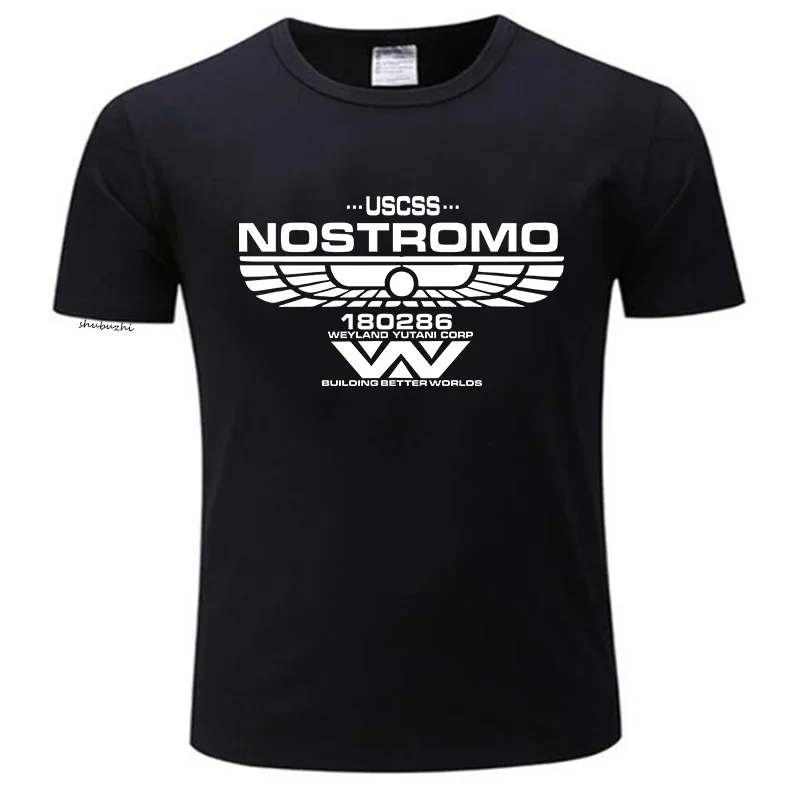 men black cotton tshirt Alien Classic Nostromo Crew Member T Shirt Sulaco M41A PULSE RIFLE Movie Film man t-shirt euro size