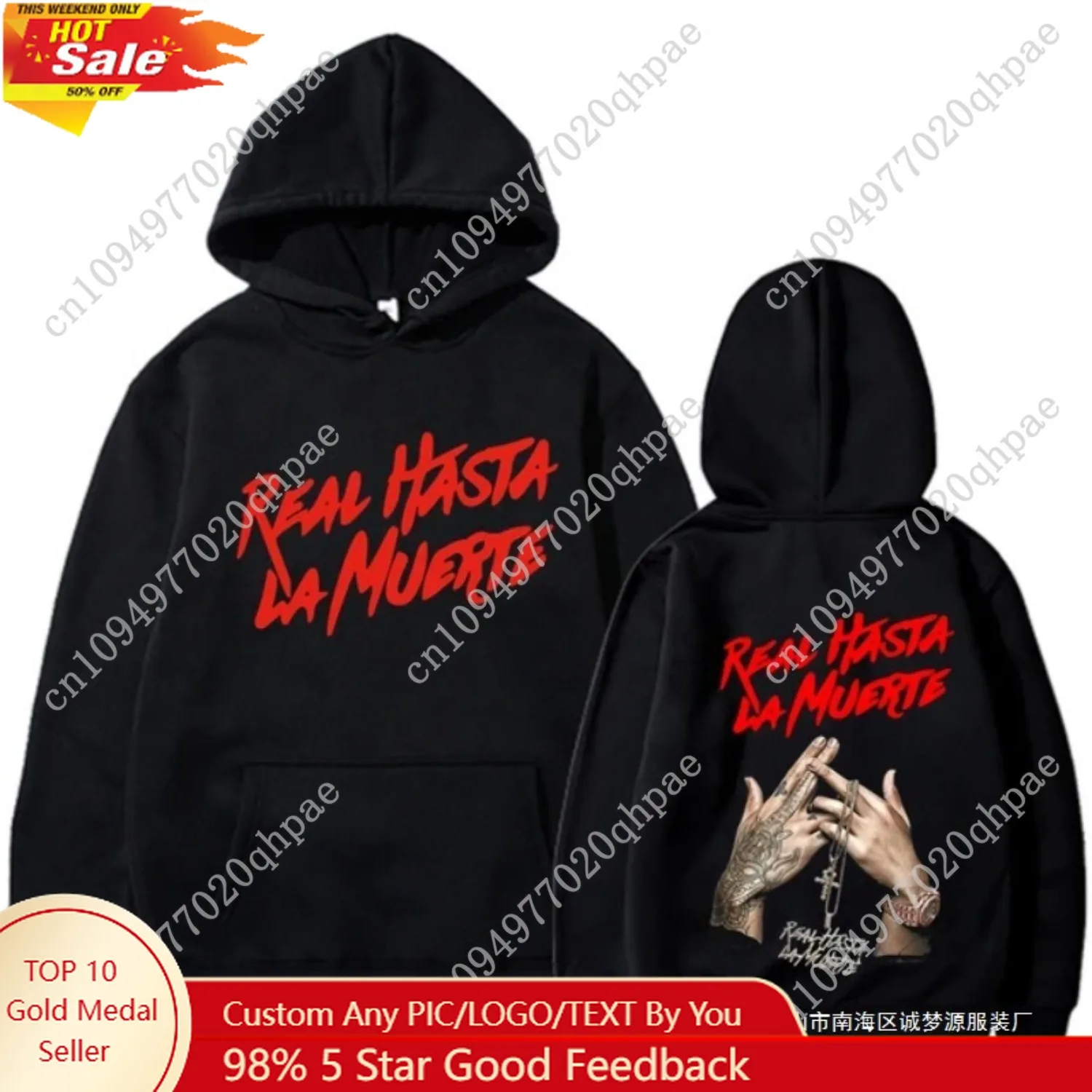 

Spring and Autumn Hooded Anuel AA Real Hasta La Muerte Print New Fashion Hoodies Funny Hoodie Sweatshirts Men Sleeve Clothes