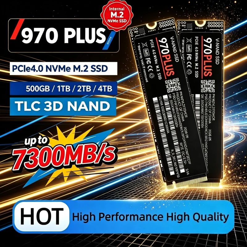 970 PLUS PCIe 4 SSD TLC 3D NAND 7300MB/s 500GB 1TB 2TB 4TB Internal M.2 NVMe 2280 Gaming Drive For PS5 PC Laptop