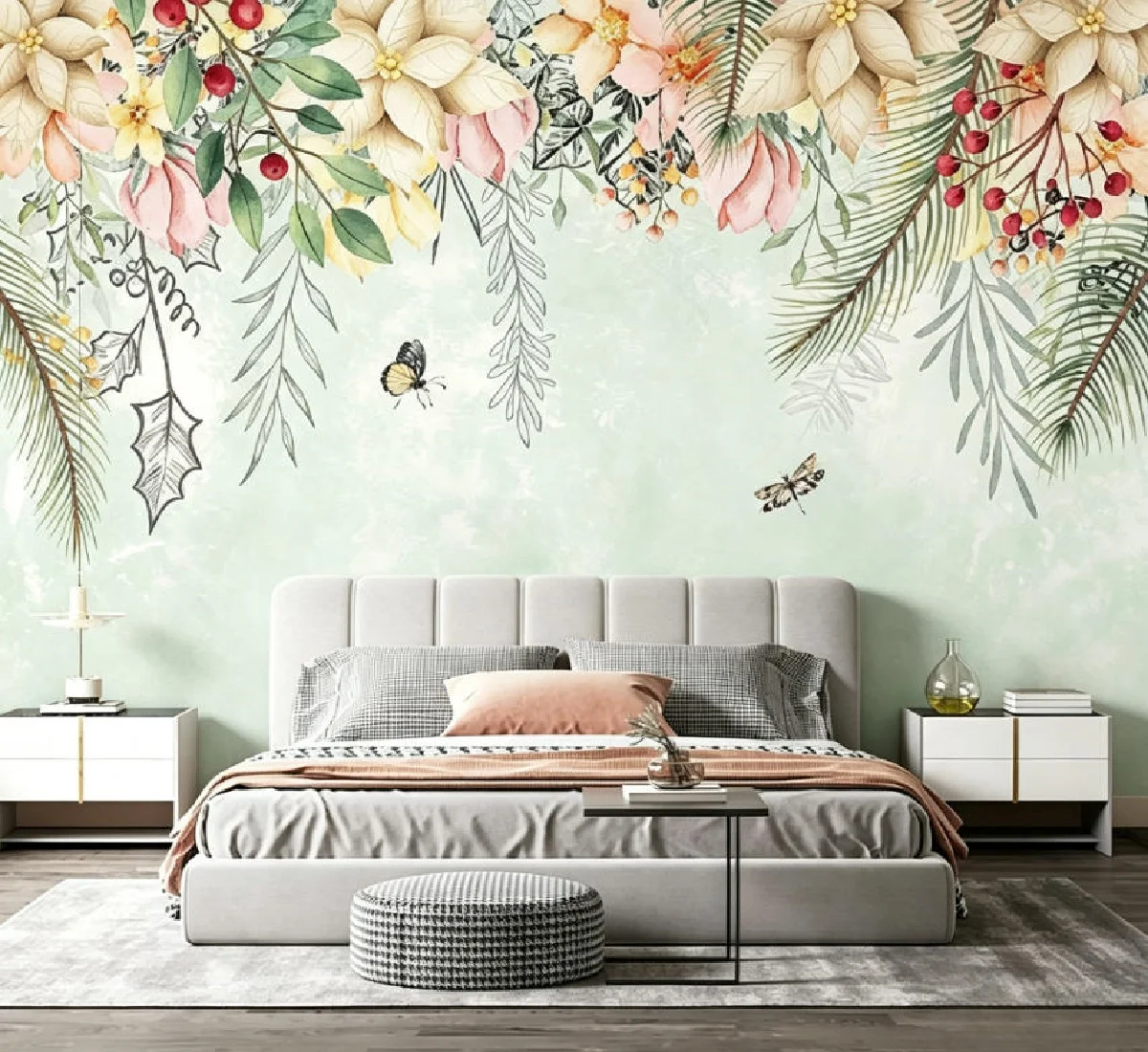 Customize any design wallpaper Nordic tropical jungle Southeast Asian plants flower TV wall background wall 3d wallpaper