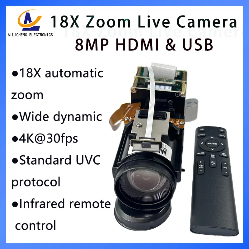 4K 18X Zoom Live Camera 8MP  Wide dynamic  HDMI  Camera  Infrared remote  control