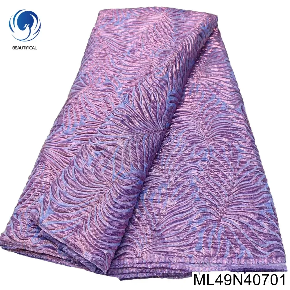 

Stunning, Dazzling Violet African Jacquard Lace, French Cloud Patterns Fabric, Evening Dress Material, ML49N407