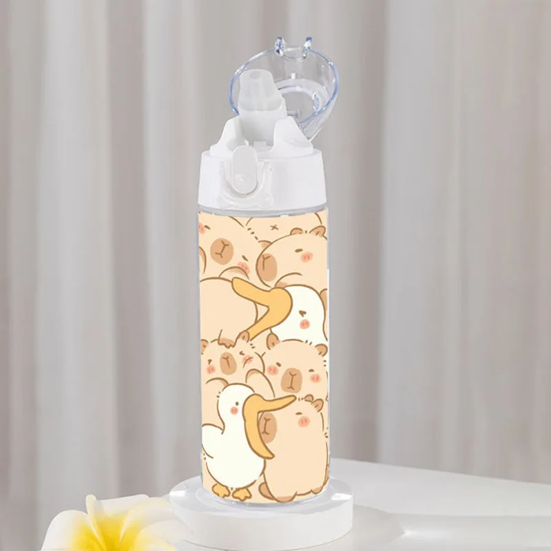 580ml Miniso Cute Capybara High Capacity Straw Cup Cartoon Anime Portable Plastic Cup Kawaii Student Water Cup Toys Girl Gifts