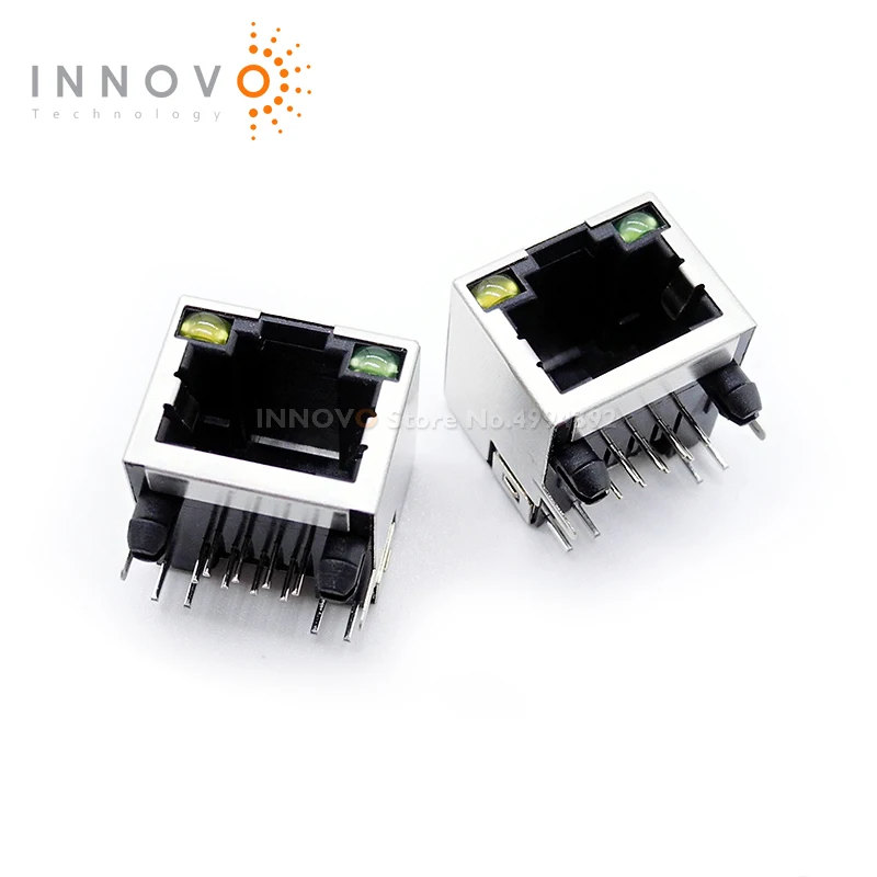 Conector Ethernet R-RJ45R08P-C000 RJ45R08P (RJ45 RJ11) 8P8C, interfaz de cuerpo corto con LED, nuevo y original, lote de 5 a 10 unidades