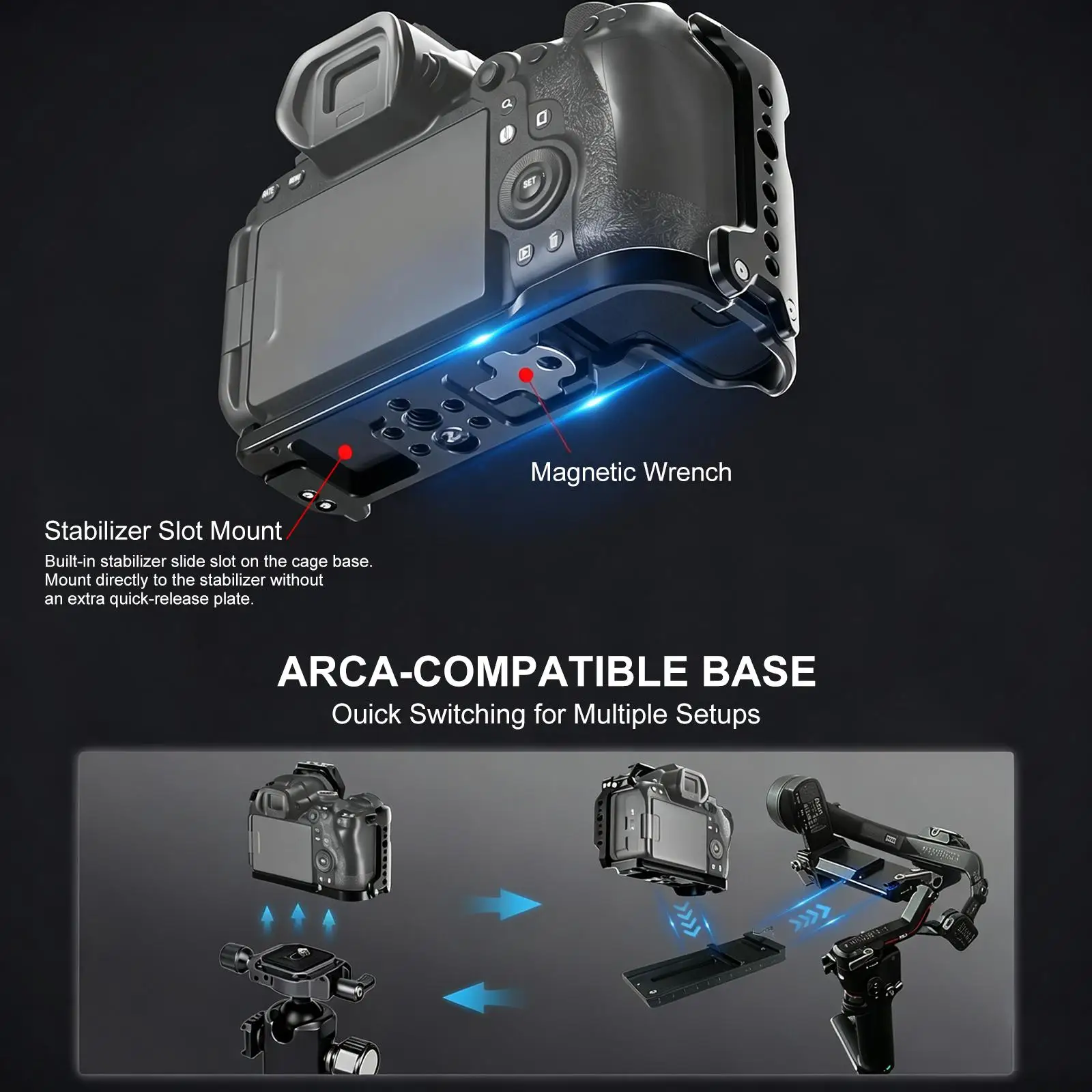 Für Canon EOS R6 III PULUZ Live-Streaming-Kamerakäfig Aluminium-Erweiterungsrahmen für Canon EOS R6 III – Detail 10