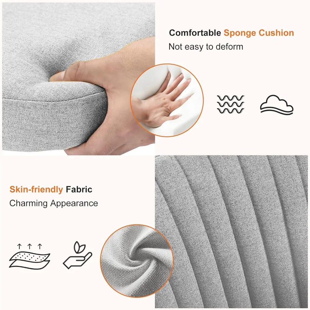 كرسي مكتب بدون ذراع مع عجلات، مقعد مهام دوار قابل للتعديل للمساحات الصغيرة، تصميم قماش حديث #4