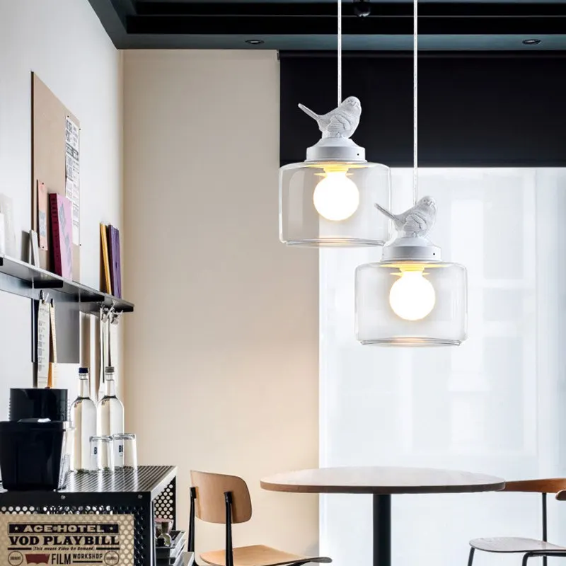 Imagem -05 - Design de Vidro Nórdico Luzes Pingente Loft Retro Pendurado Lâmpada Aves Hanglamp E27 Led Industrial Nordic Luminária Suspensão