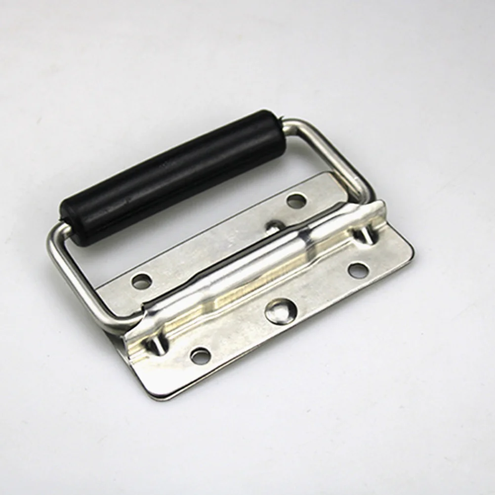 

2pcs Stainless Steel Spring Loaded Folding Handle Rubber Grip For Cabinet Wardrobe Case Furniture Door Chest Hardware