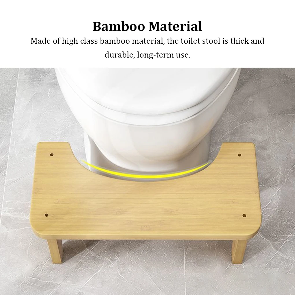 Bamboo Toilet Stool Waterproof Non Slide Poop Seat Pregnant Foot Stand Old People Squat Bench for Travel Tawny