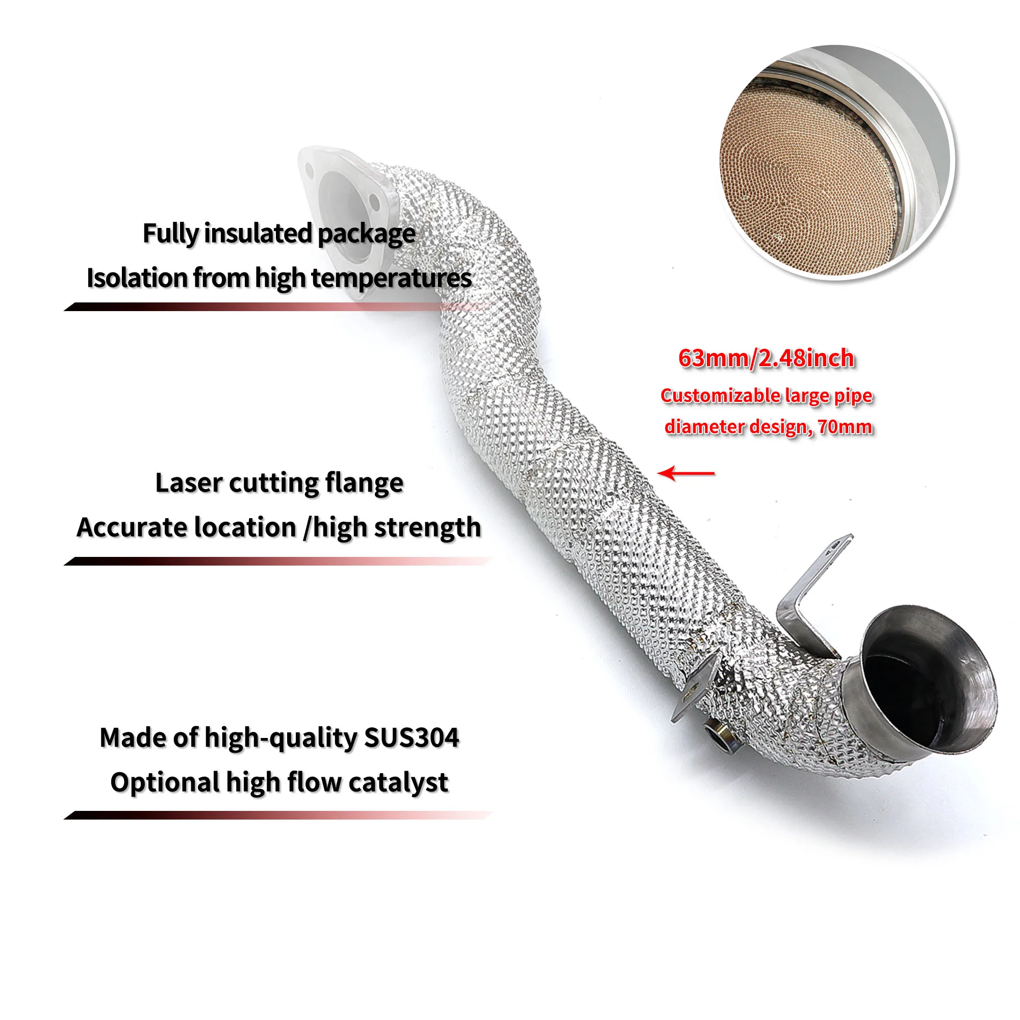 HEO Exhaust Downpipe For MINI Cooper S R56/Cabriolet R57 R60 1.6T 2006-2013 Catless Downpipe Without Catalyst Exhaust Downpipe