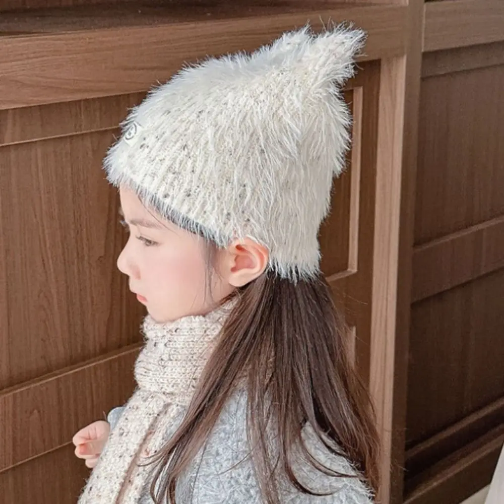 لطيف آذان القط الاطفال البلوز قبعة الكورية فتاة رقيق متماسكة قبعة 2-5 سنة طفل شتاء دافئ قبعة الأطفال سدادات حماية الأذن بونيه #2
