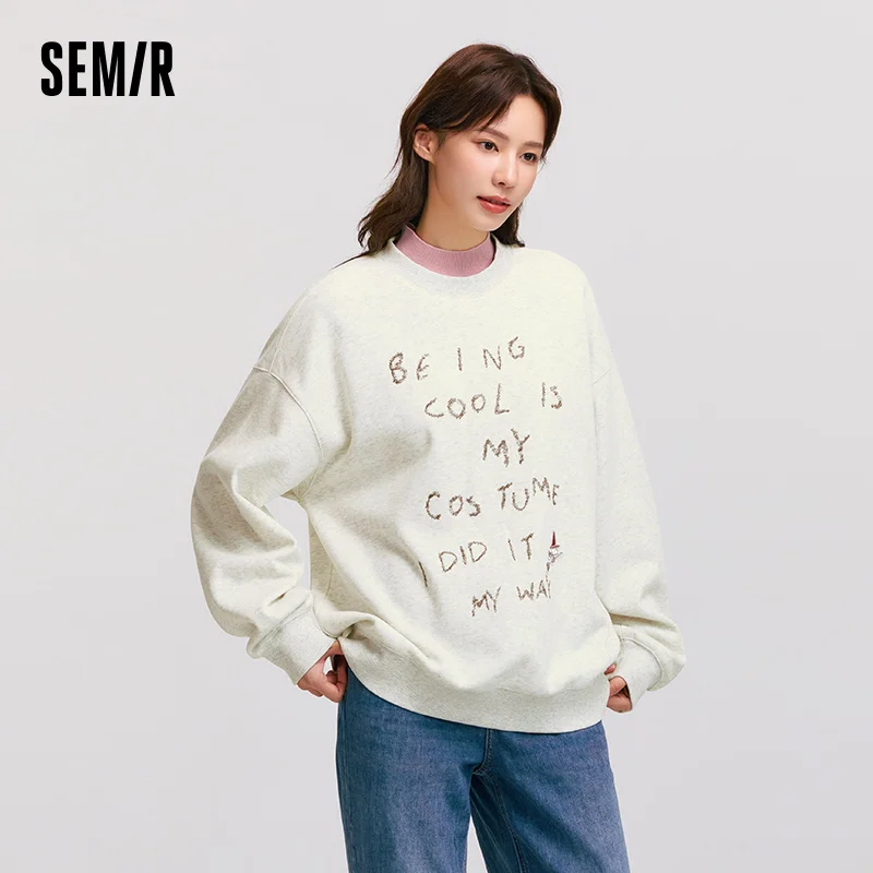 Semir Tops for Woman Mid-Length Loose Oversize Fleece 2025 Winter Fall Clothes Sweatshirt Soft Fleece Warm Comfortable