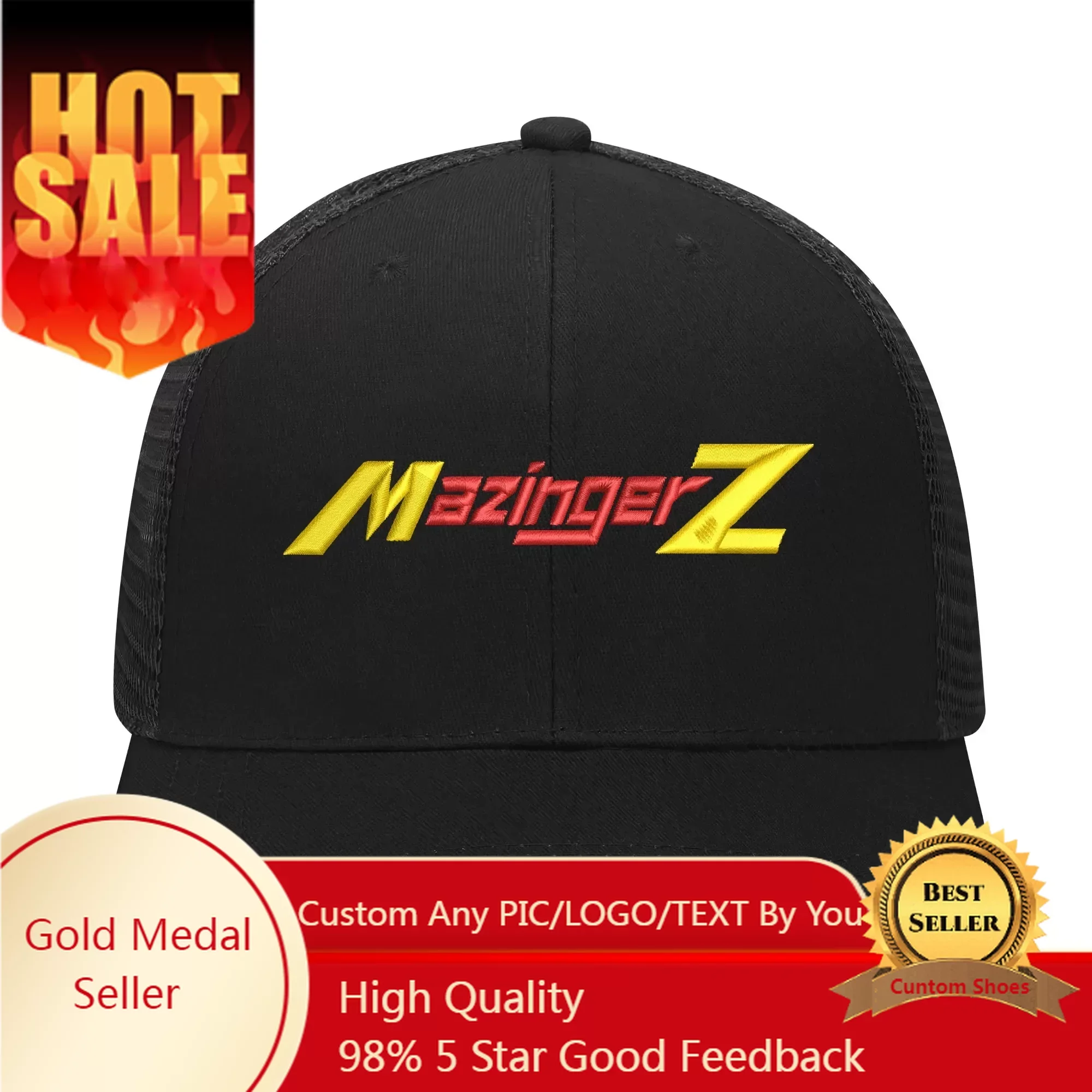 

Mazinger Z Cartoon Logo Embroidery Hat Mens Womens Sports Baseball Hats Hip Hop Mesh Cap Summer Headdress Custom Made Caps