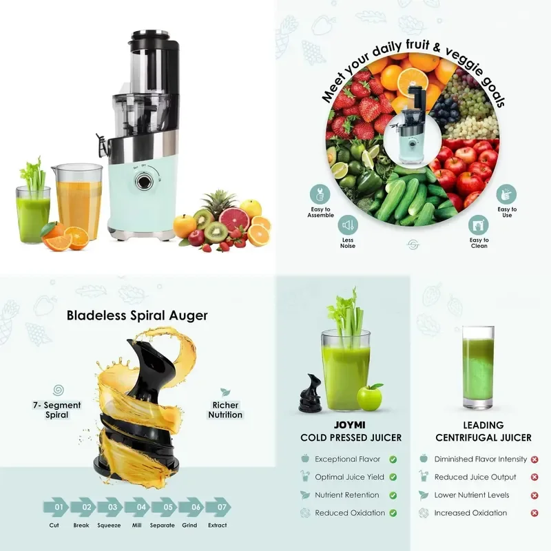 for Electric Slow Speed Cold Pressing Fruit Machine Low Noise Automatic Juicer