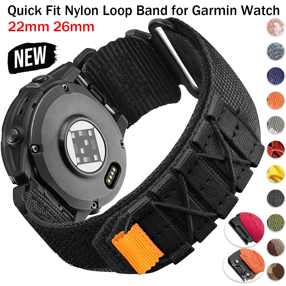 22mm 26mm Nylon Loop Strap for Garmin Fenix 7X 6X Pro 5X 5X Plus 7 6 Pro Epix Pro/Tactix SmartBand Bracelet Watch Accessories