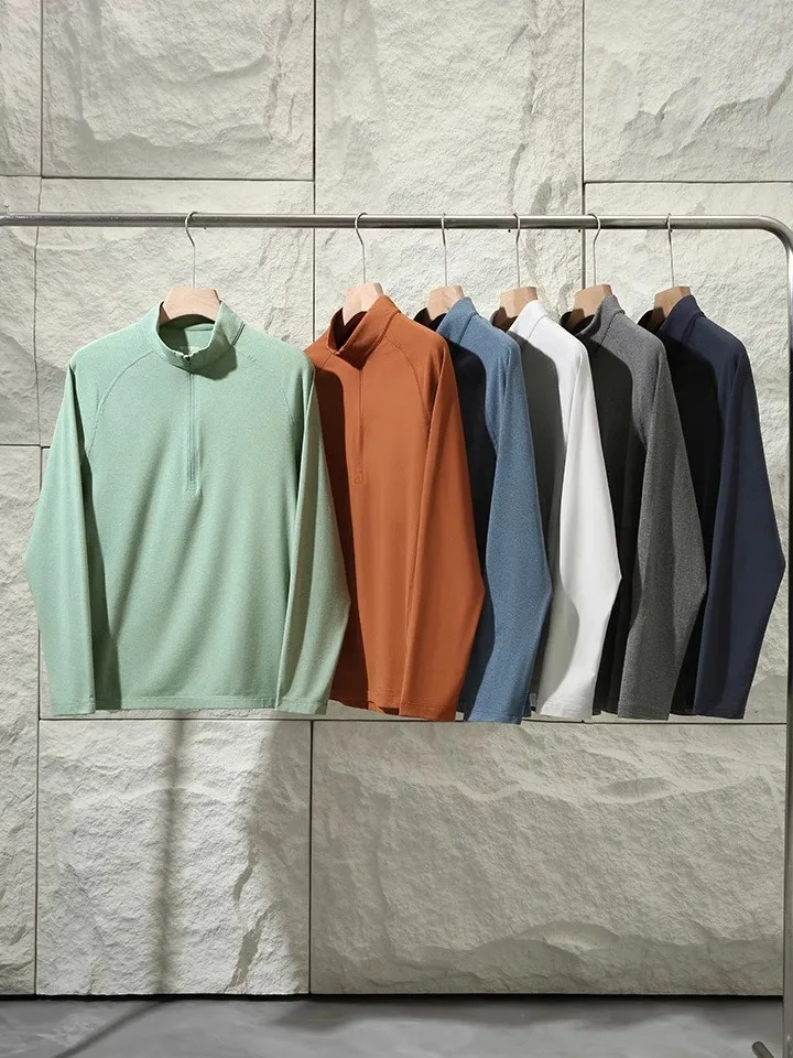  Outdoor AirproHeat Technology Breathable Long Sleeve T-Shirt Half Zipper Stand Collar Thermal Urban Fashion Men's Top