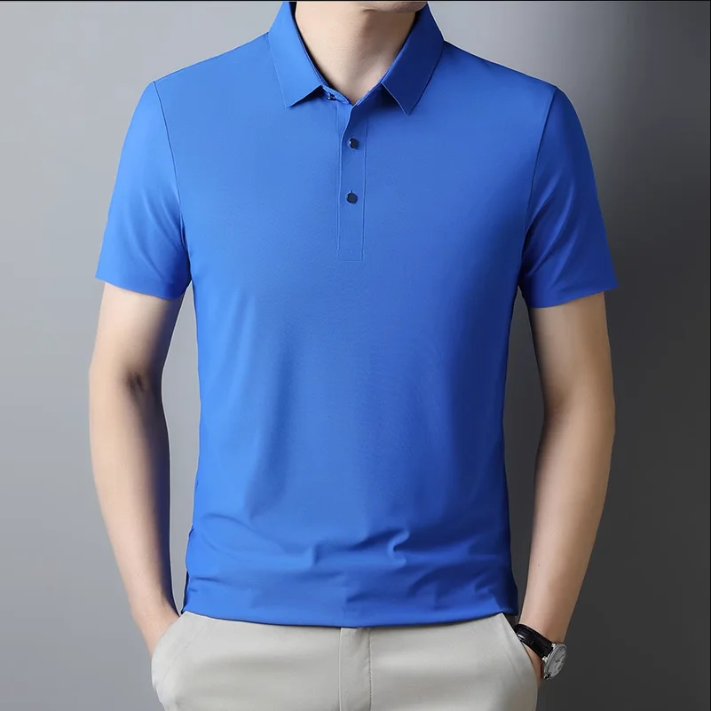 Summer New Men Short Sleeve Ice Silk POLO Shirt Fashion Simple Men\'s Business Casual Pullover Large Size 5XL