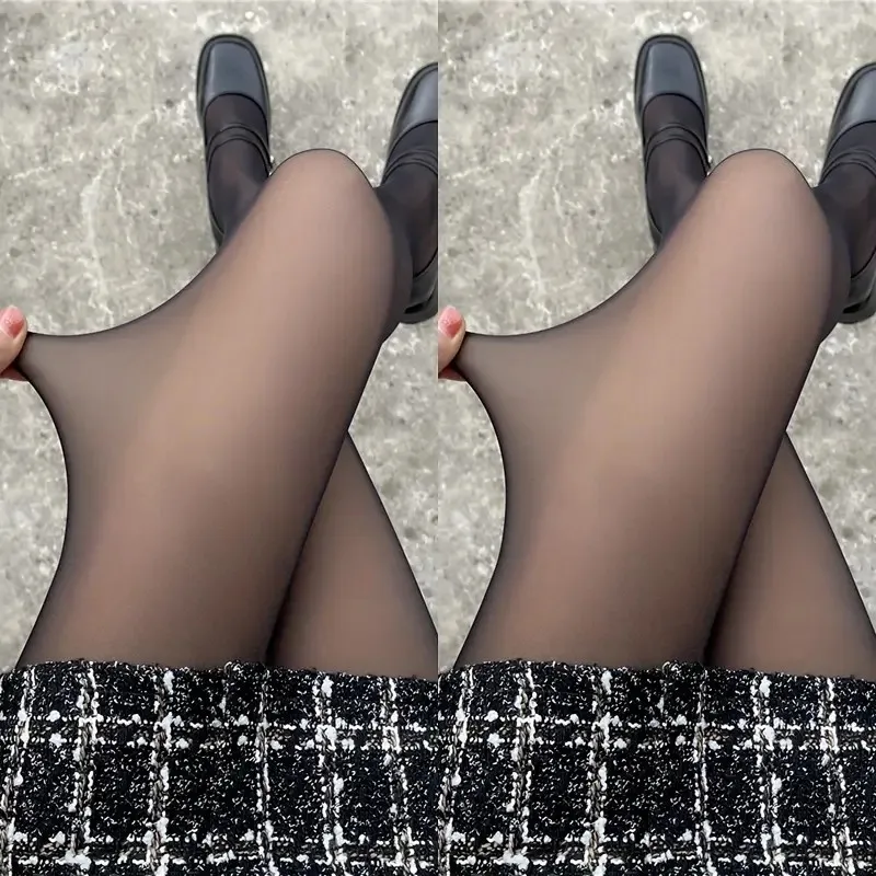 

2 pairs of faux transparent, snug-fitting leggings, casual, warm, and form-fitting seamless tights for autumn and winter, women'