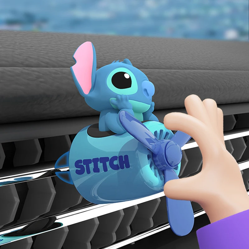 Disney Stitch Car Air Freshener Mickey Small Plane Perfume Diffuser Propeller Conditioning Vent Anime Decor Auto Accessorie Gift