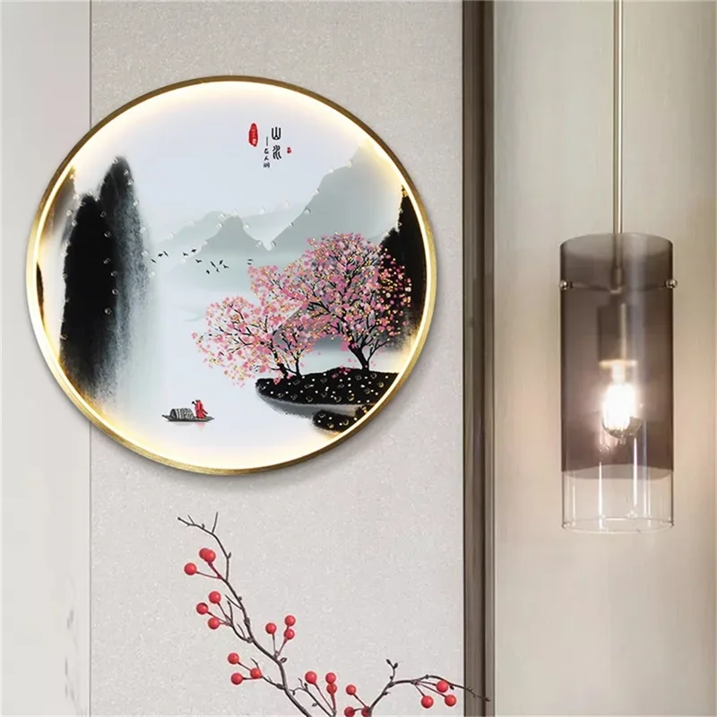 KERWIN Indoor Wall Lamps Fixtures LED Chinese Style Mural Creative Light Sconces for Home Study Bedroom