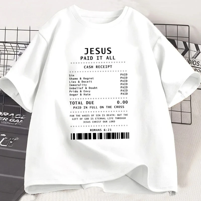 Jesus Paid It All T Shirt Christian T-Shirt Jesus Loves Me Tshirt Trendy Faith Religious Tees Men Women Short Sleeve O-Neck Tops