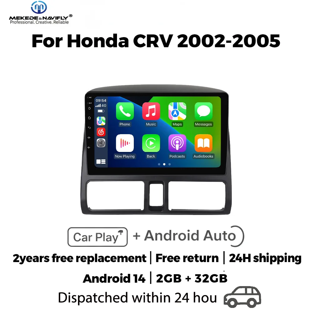 MEKEDE&NAVIFLY Android 14 2din Car radio For Honda CR-V CRV 2 2001 - 2006 Carplay GPS Navigation Central Smart car audio system