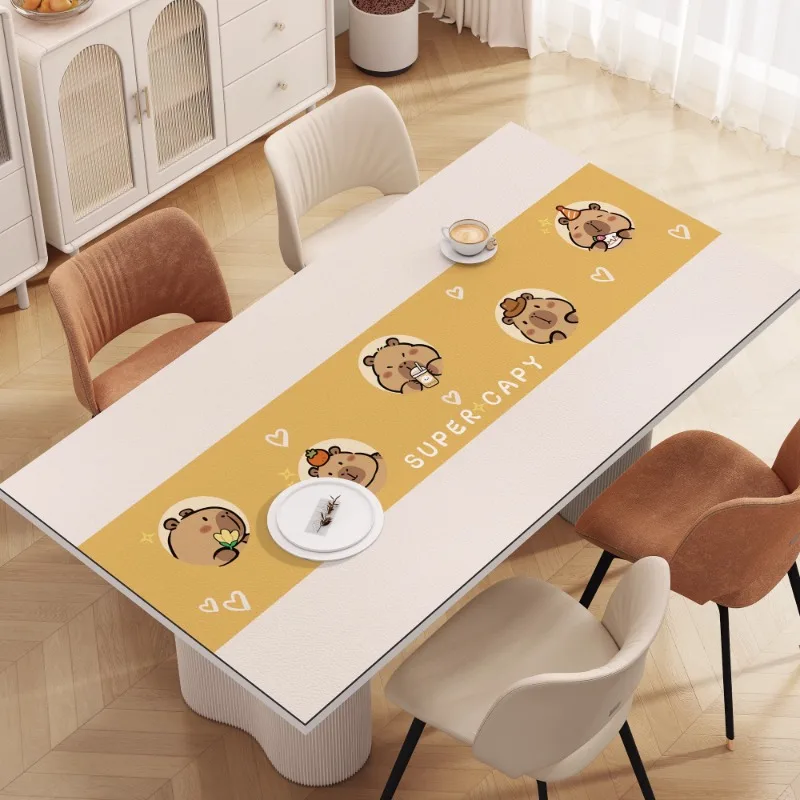 Leather table mat waterproof, oil resistant, heat-resistant, wash free, living room coffee table tabletop protective pad