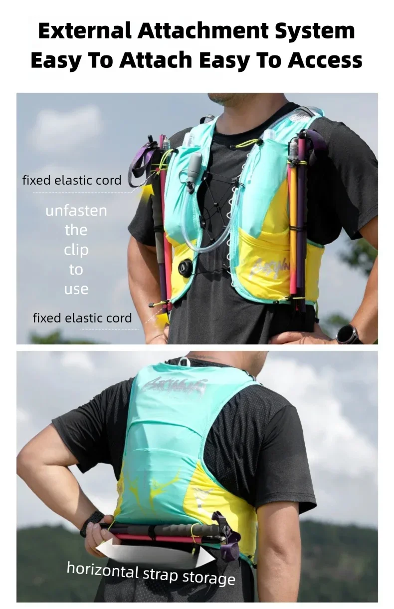 BISINNA Trail-Running-Weste Ultraleicht 8L Mehrere Taschen Hydrationsrucksack Atmungsaktiv Marathon Radfahren Outdoor Wandern – Detail 6