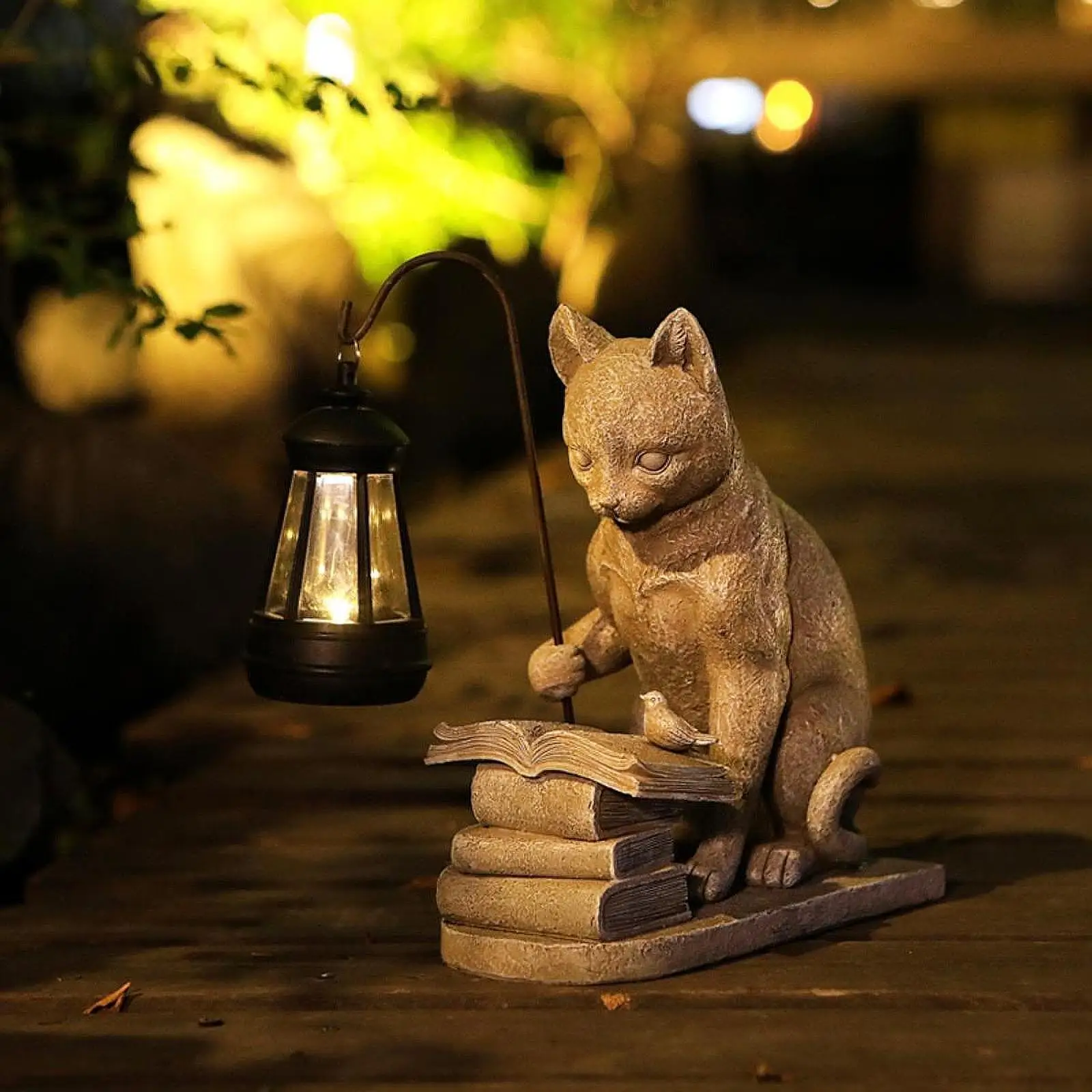 

Cat Solar Garden Mini Statue Sculpture Solar Lamp Light Resin Creative Art Decorative Outdoor Ornament for Yard Balcony Pathway