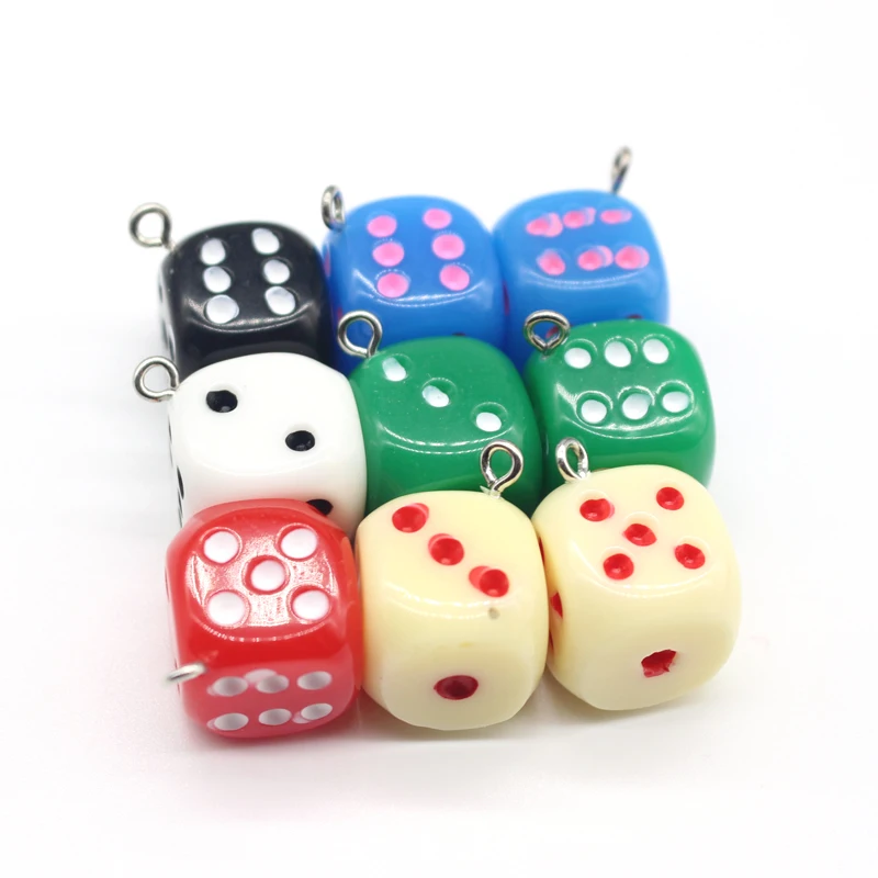 10pcs/lot Fun Mini Figurines Resin Dice Charms For Keychain Findings Diy Crafts Necklace Earring Pendant Make  Jewelry Accesory