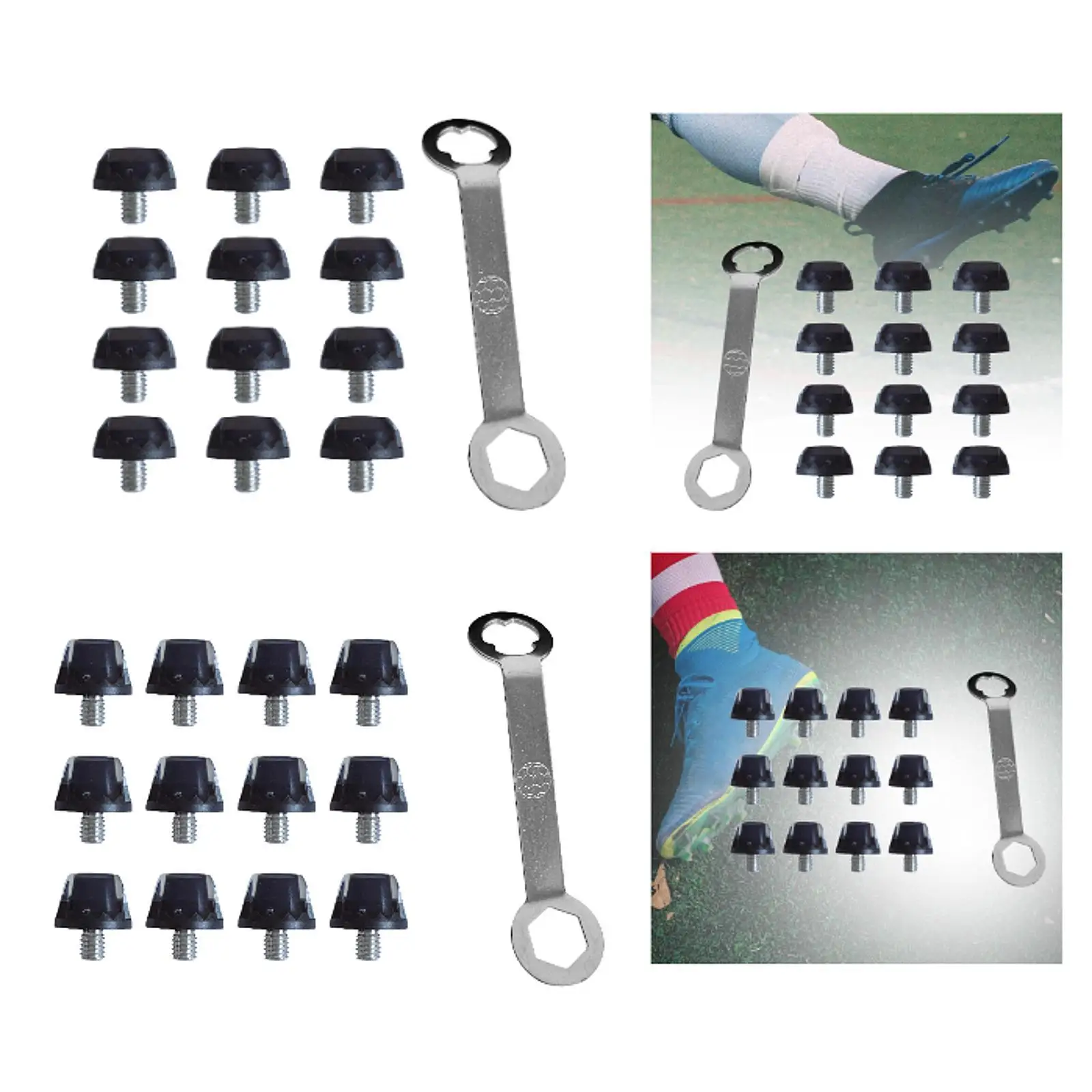

12x Soccer Studs Anti Slip with Wrench M5 Football Boot Spikes for Indoor Outdoor Sports Athletic Sneakers Competition Training