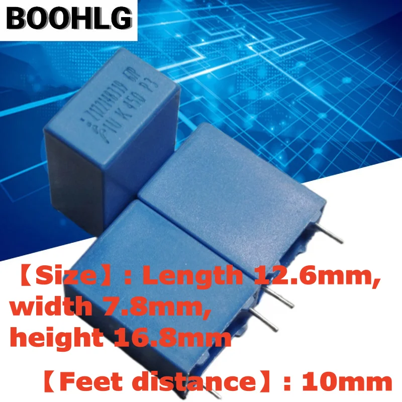 

10 шт. 1,0 мкФ 450 В 1 мкФ 1u0 105 10 мм пленочный конденсатор