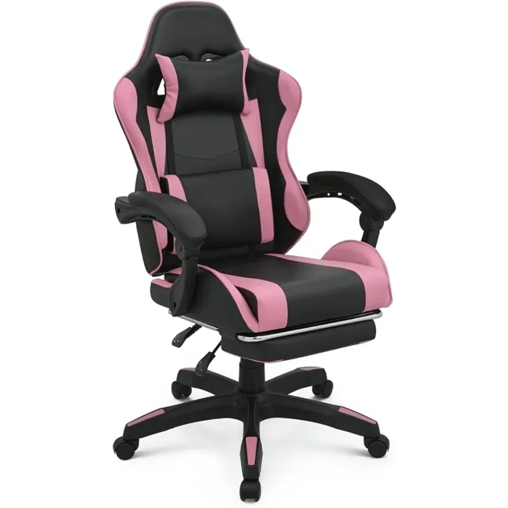 Sillas de oficina con reposacabezas y soporte lumbar, silla de carreras ergonómica para computadora, sillas de oficina giratorias de cuero altas ajustables