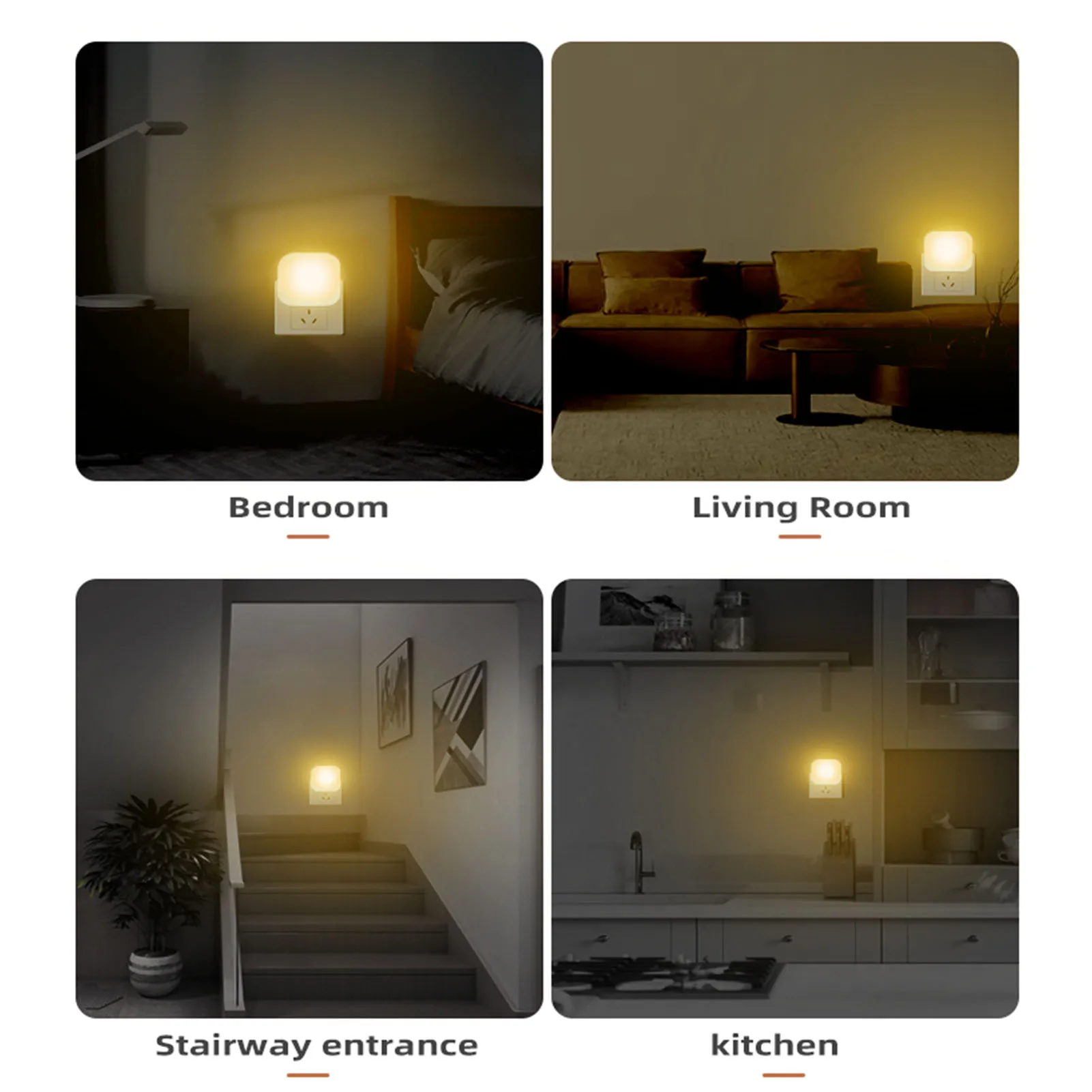 ZK40 2PCS Plug in Night Light 0.5W Dimmable Dusk to Dawn Sensor Soft Lighting Small Night Light 220‑240V for Bedroom EU Plug