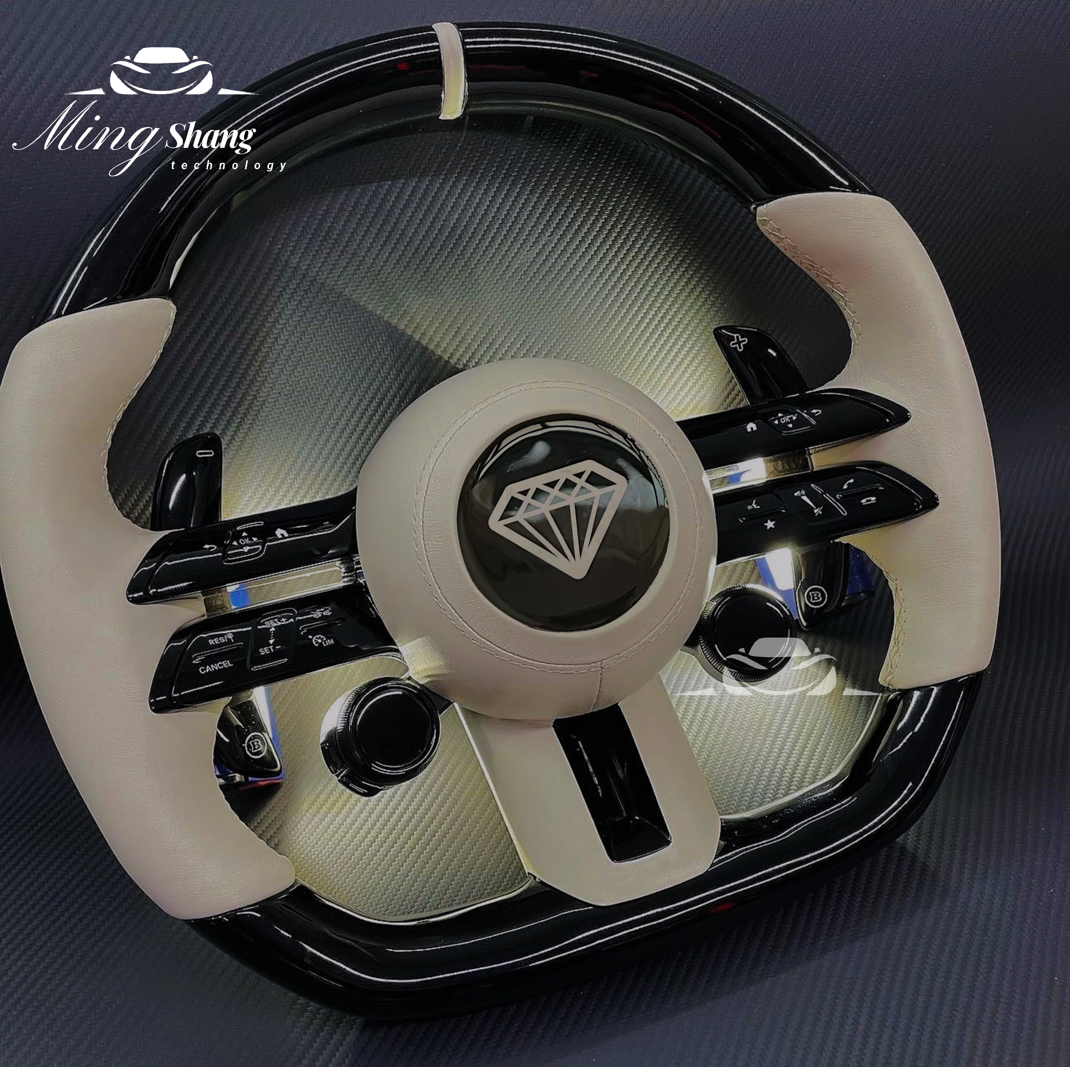 

Be Suitable for Mercedes-Benz AMG GLE CLS GLA CLA SLC a E C S G- Class Dragonfly Carbon Fiber OLED Perforated Car Steering Wheel