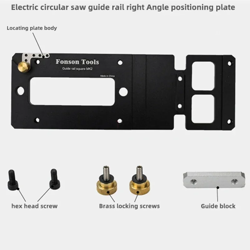 Woodworking Track Saw Square Guide Rail Clamp Right Angle Positioning Plate Aluminum Alloy Guide Rail Right Angle Guiding Ruler