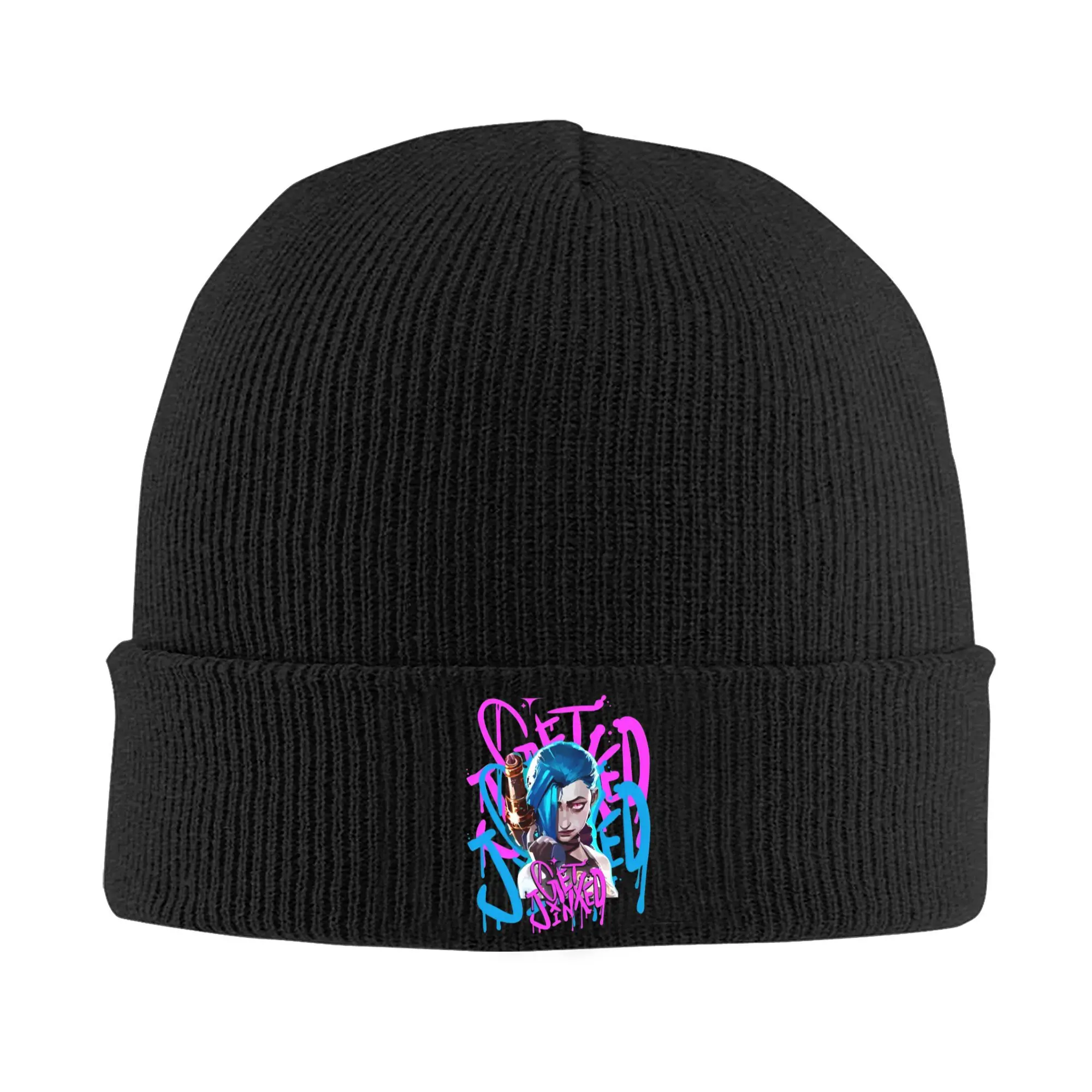 Jinx Anime Arcane Chaos is my Calling Knitted Caps for Women Men Beanie Winter Hats Acrylic  Warm Melon Cap